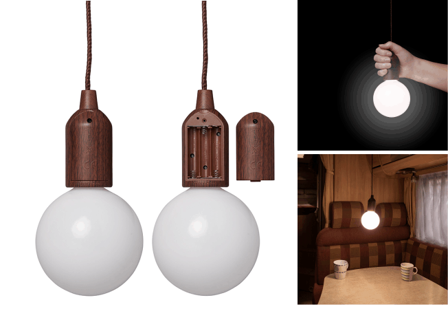 LED Retrolampe XL Holzmotiv