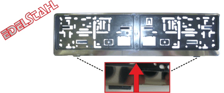 Nummernschildverstrker mit Edelstahlblende