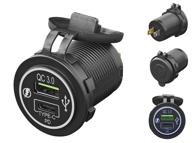 USB Einbau-Schnellladeger�t 2-fach, 1x USB-A GC3.0 und 1x USB-C PD