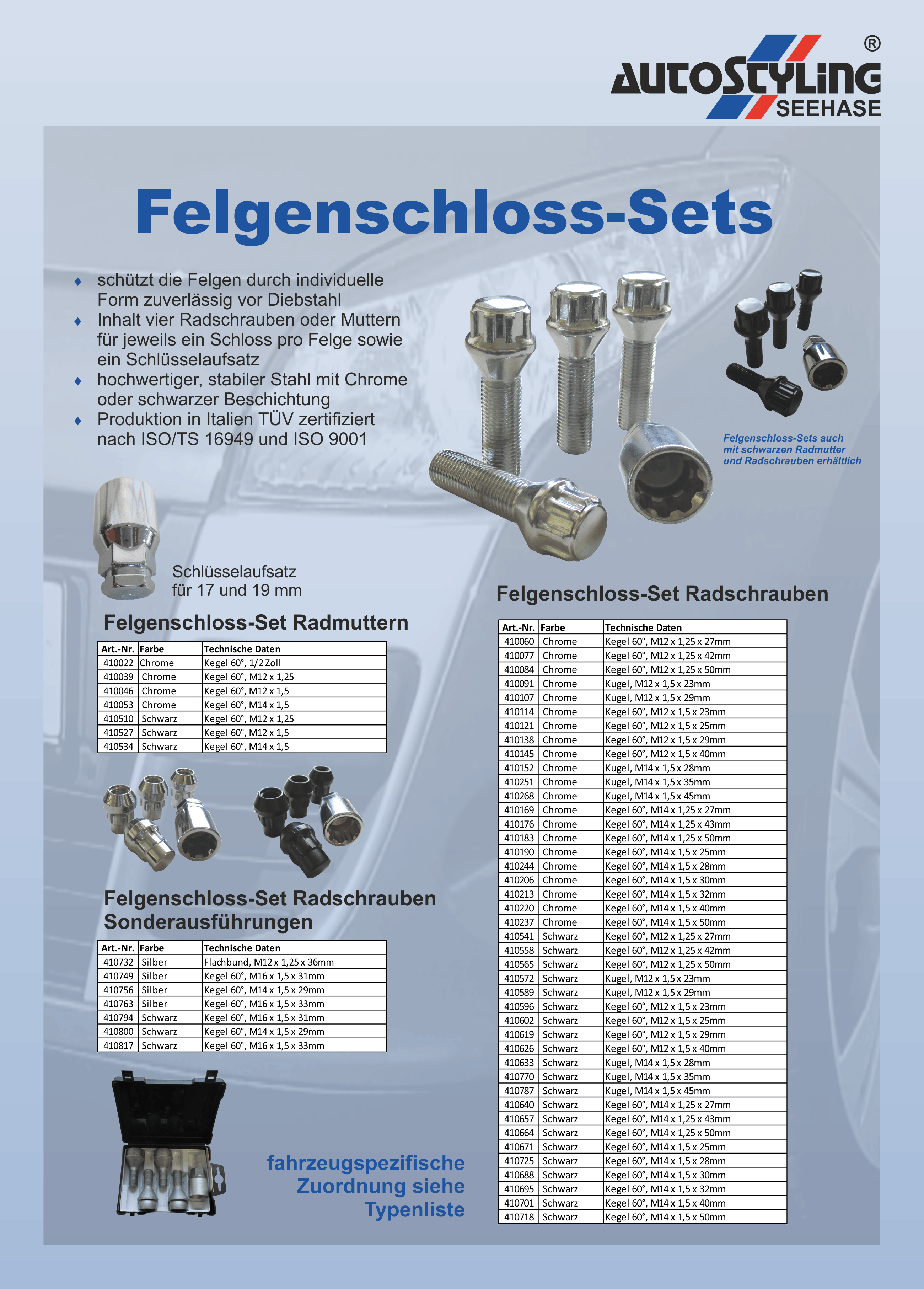 Prospekt Felgenschloss-Sets