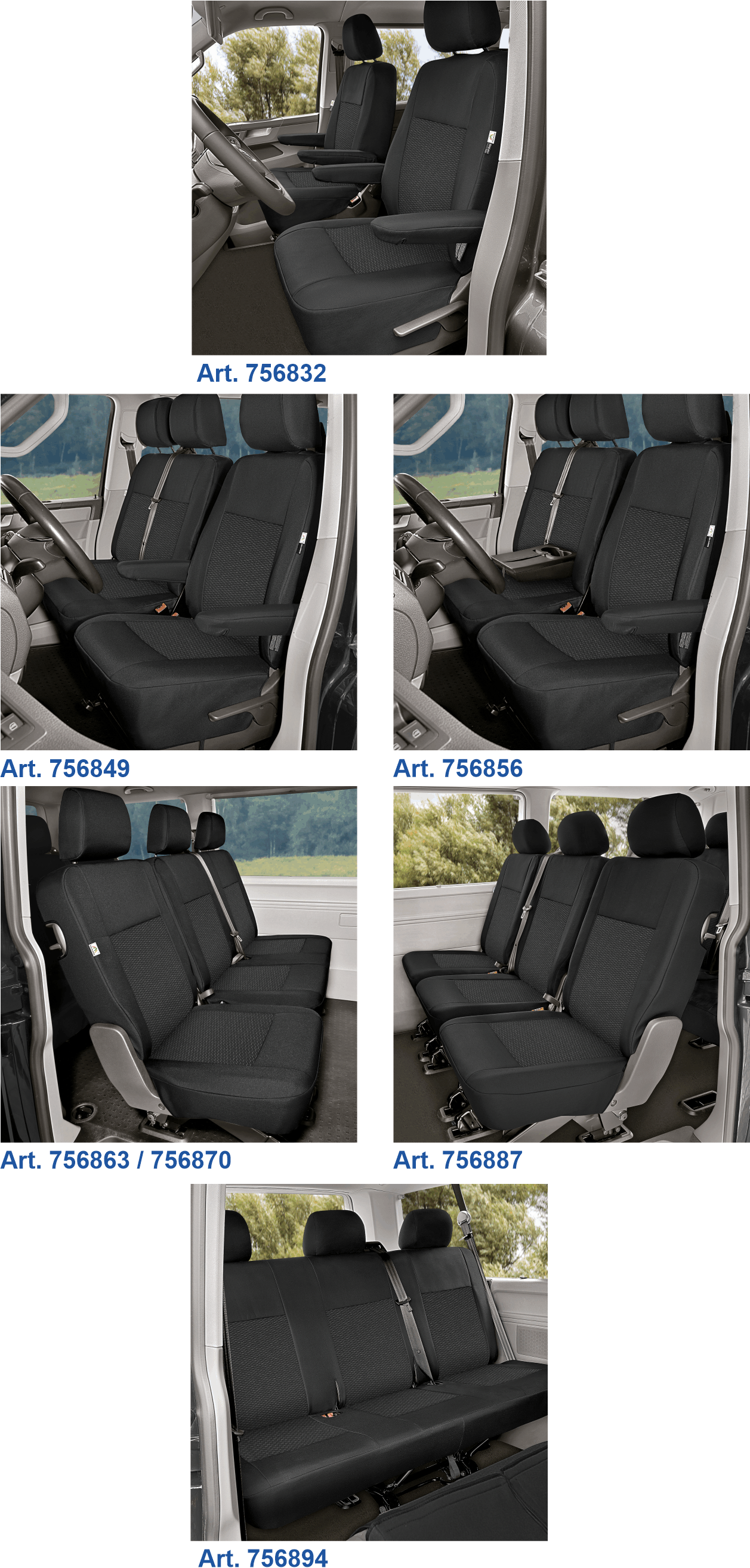 Profi 6 Einzelsitz/Doppelsitz vorne 3-tlg. grau passend für VW Crafter  3-Sitzer ab 05/2006 bis 02/20, Transporter und Kombis, Sitzbezüge, PETEX  Onlineshop